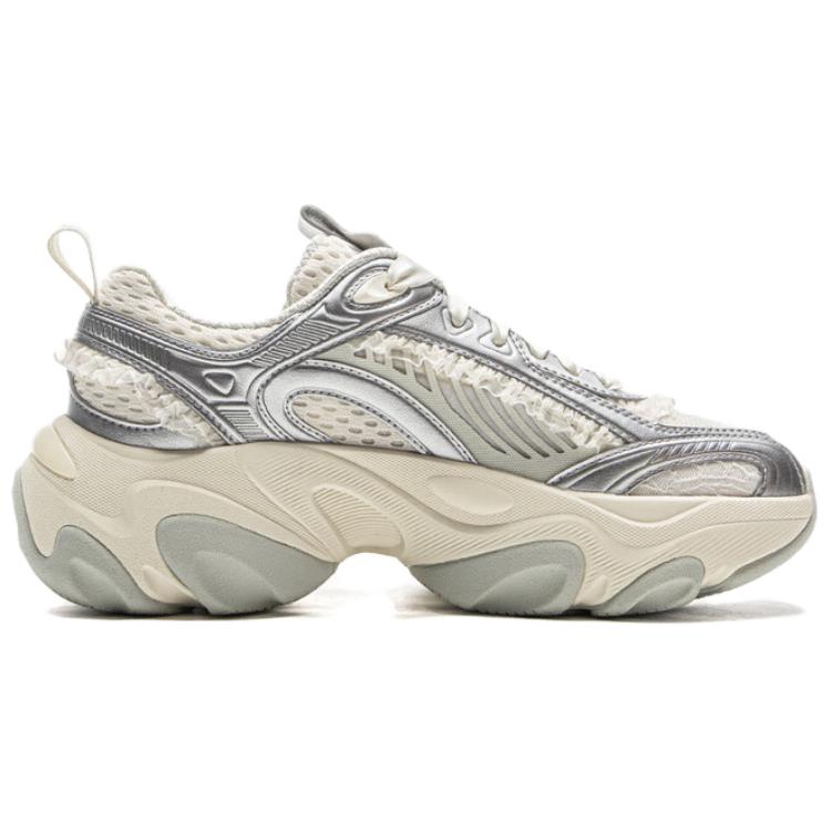 New LiNing Anti-Slip And Wear-Resistant Coverage Low-Top Casual Shoes Women's Silver White AZGV012-13