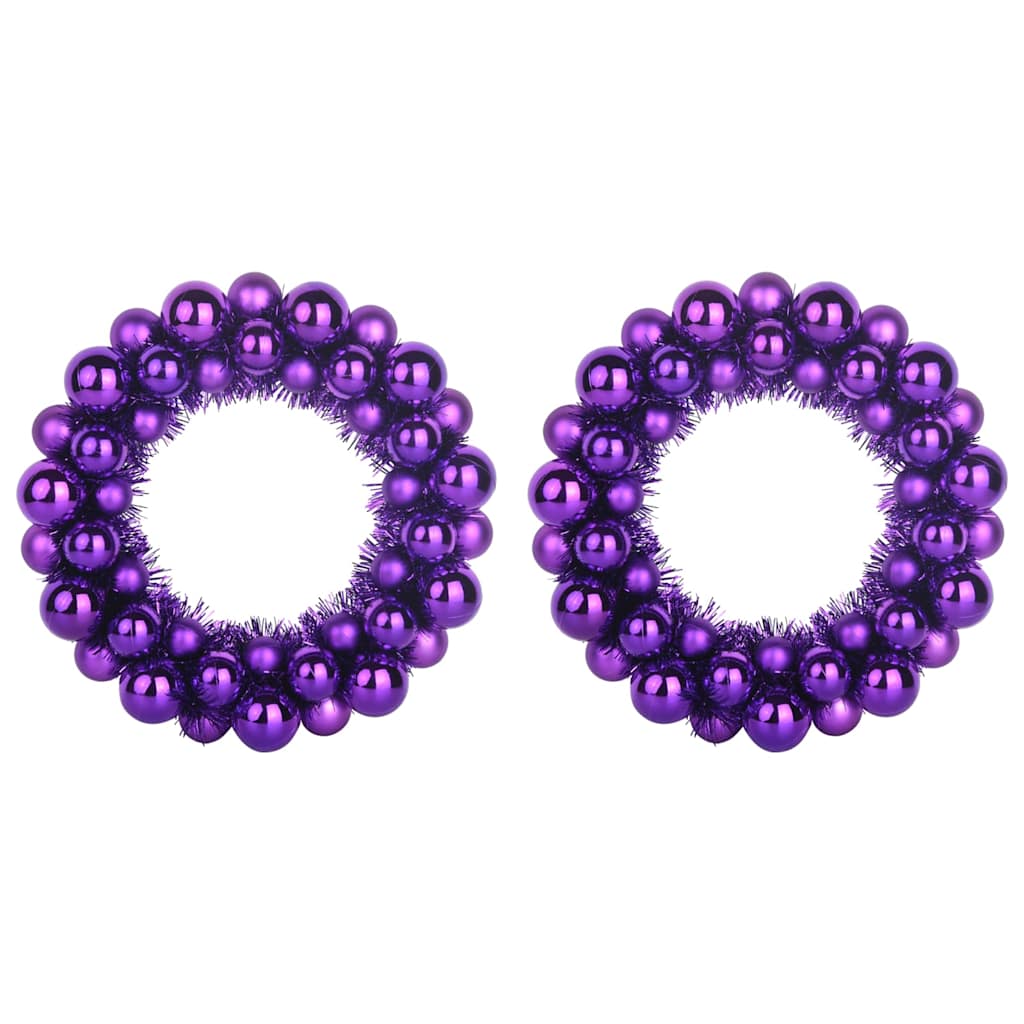 Christmas Ball Wreaths 2 pcs Purple 33 x 33 x 7 cm Polystyrene