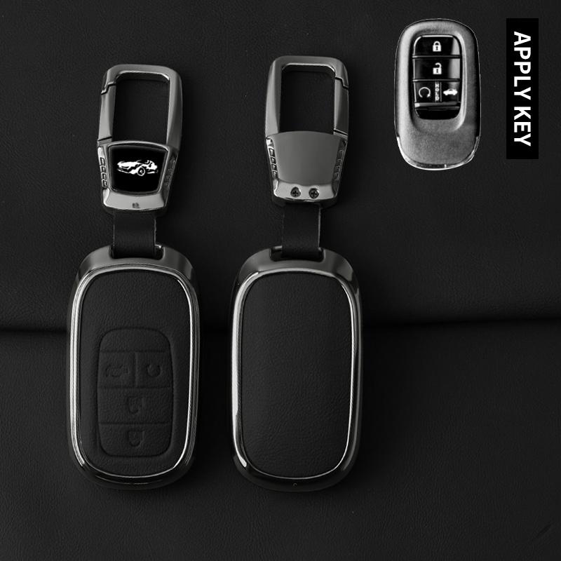 Zinc Alloy Leather Car Key Case For Honda 2022 2023 2024 Accord Civic HR-V CR-V Pilot Sport SI EX EX-L Keychain Accessories