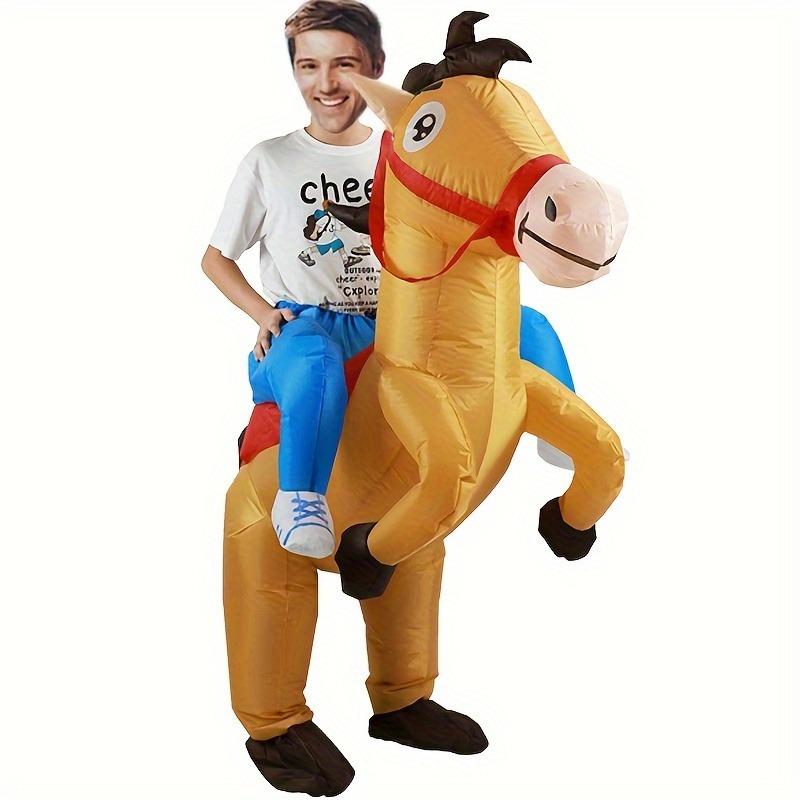 Adult Inflatable Horse Costume Cool Jazz Denim Style Animal Theme Polyester Fiber for Party And Events
