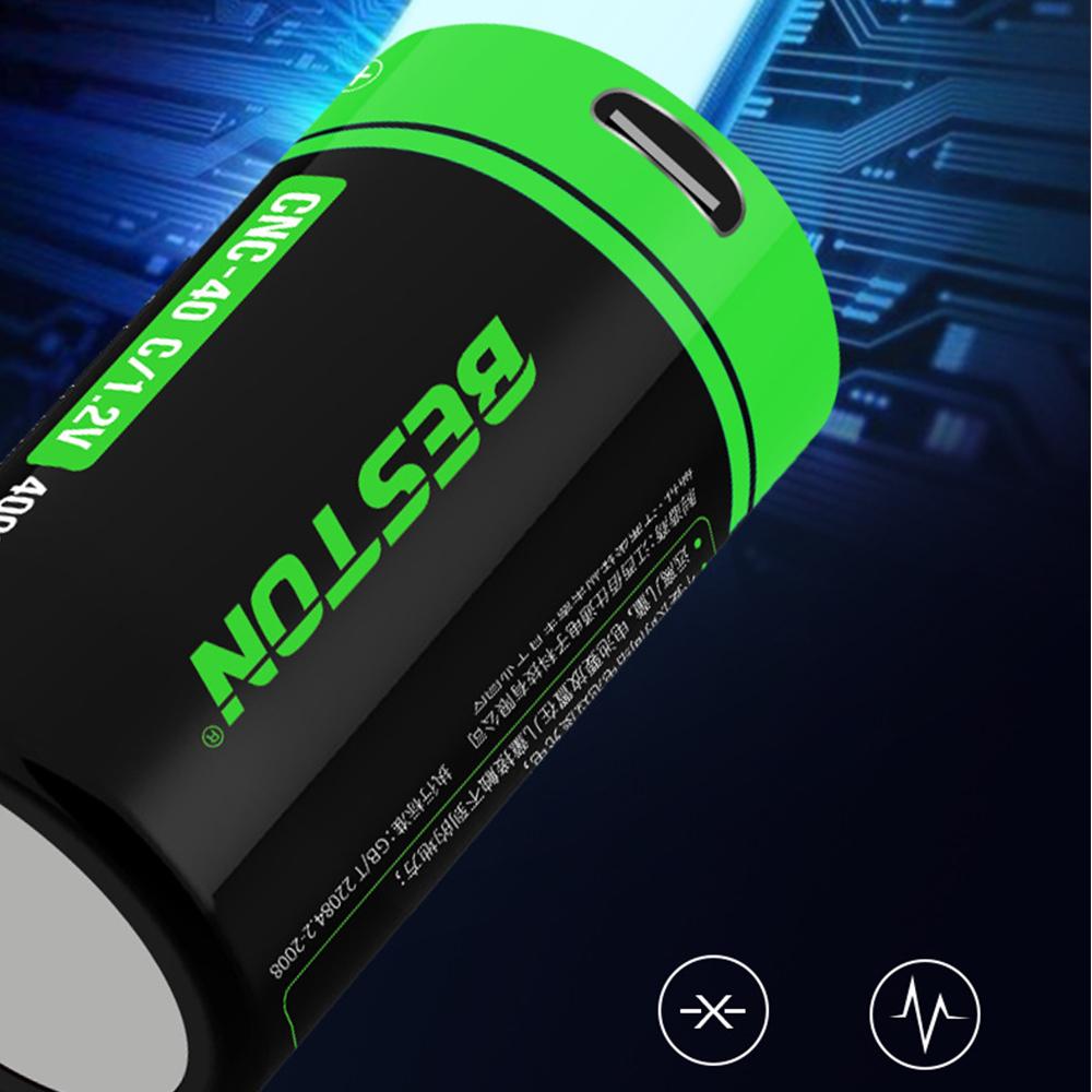 1.2V NI-MH Battery Water Heater Flashlight 4000mAh Type C Size USB Rechargeable Battery