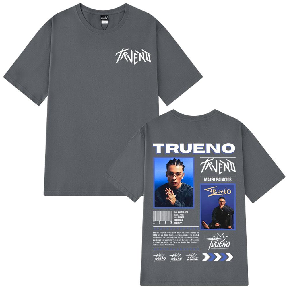 T-shirt à manches courtes Trueno (2025), style streetwear, 100 % coton, inspiré de la tournée de l'album du rappeur Trueno (homme/femme), style Y2K.