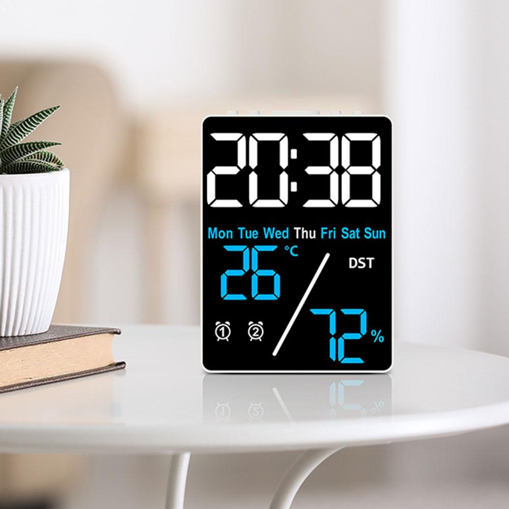 Yujeubi Black Face Led Temperature And Humidity Clock Bf5508