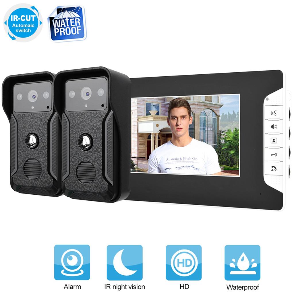 Kit de campainha de segurança inteligente com vídeo porteiro de 7" com fio e interfone com visão noturna