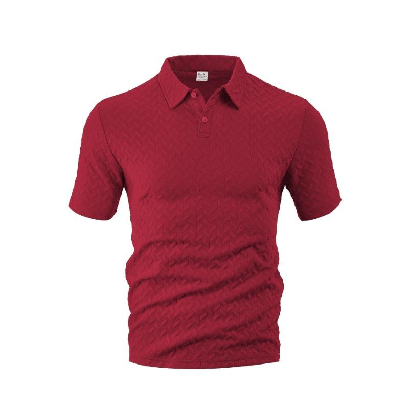 Men Jacquard Fabric Polo Shirt Summer Thin Breathable Moisture Wicking Short Sleeve T Shirt