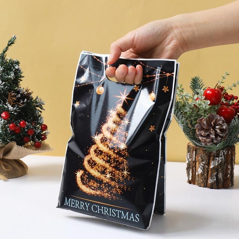 10/25/50PCS Mixed Golden Elk Christmas Series Party Gift Tote Bag OPP Glitter Gift Bag Candy Bag Plastic Gift Return Bag