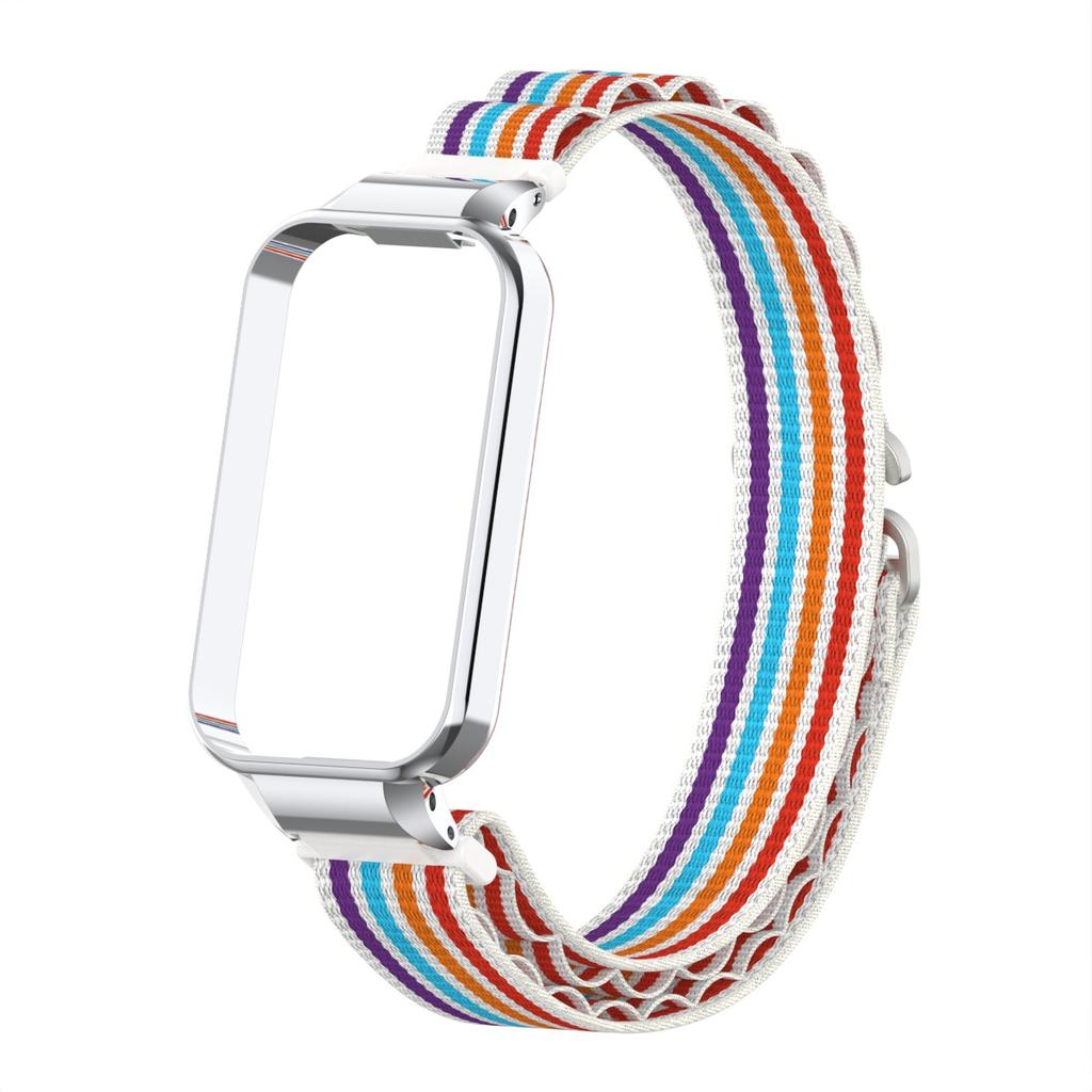 2in1 Set Nylon Loop Strap and Metal Watch Case Suit For Redmi Watch Band3 Band2/Xiaomi Mi band 9 Active/8 Active Alpine Loop Wave Strap and Watch Case