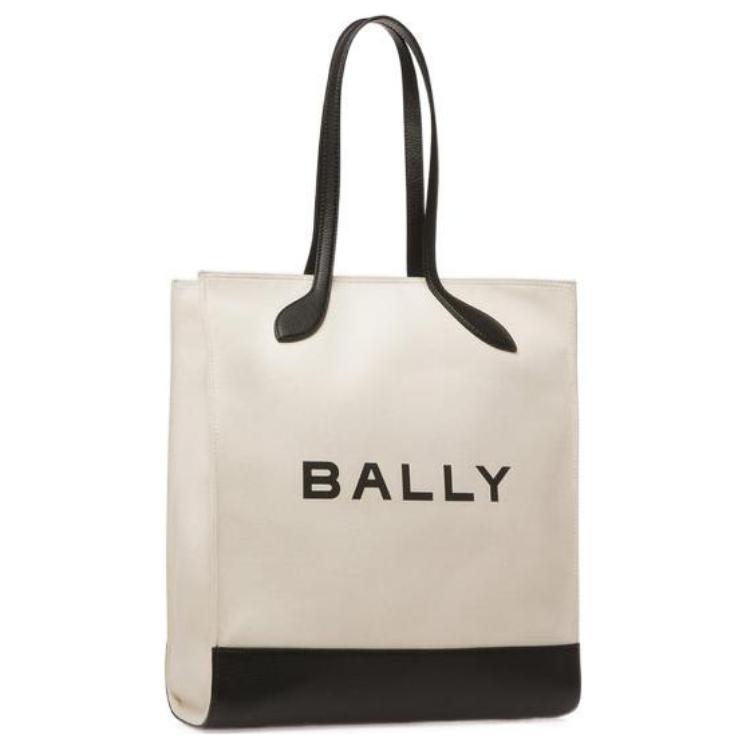 Bally Minimalist Fabric Tote Bag Shopping Bag Shoulder Handbag Regular Women Tote Bags White 6304517
