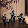 Seasonal Home Decoration 3Pcs Halloween Decoration, Black Cat Ghost Witch Hat Table Decor, Fall Decor Rustic Farmhouse Wooden Centerpieces for Office