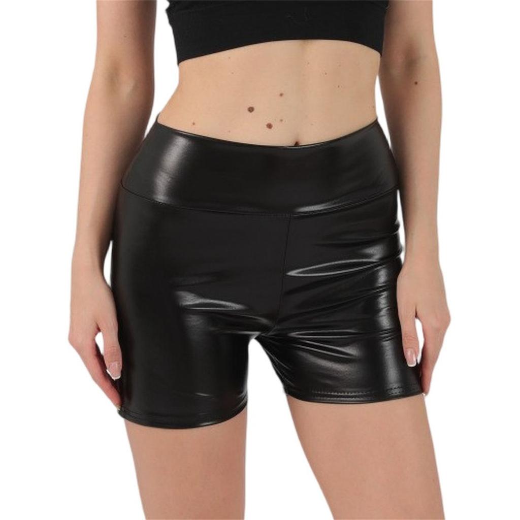 Shorts de Yoga Extensibles Taille Haute pour Femmes Aspect Brillant Shorts de Sport Biker pour Tenue de Sport Danse Course à Pied Vélo