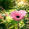 Metal Flower Garden Stake Pollinator Friendly Water Feeder Outdoor Bird Bath with Stake Bee Watering Station for Garden Lawn Yard Decor