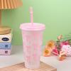 1/3/5 pack Kawaii Bow Reusable Party Cup, Coffee Juice with Straw and Lid, Cute Teacup with Straw Plastic Cup Summer Gift