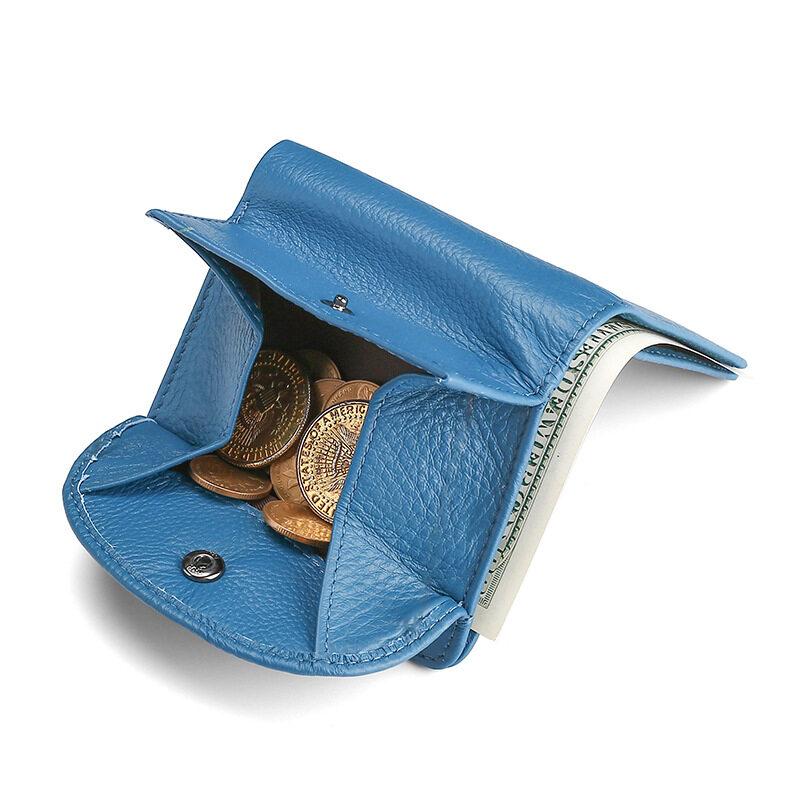 Women's Genuine Leather Top Layer Cowhide Coin Card Holder Wallet Multi-functional Coin Lady Purses