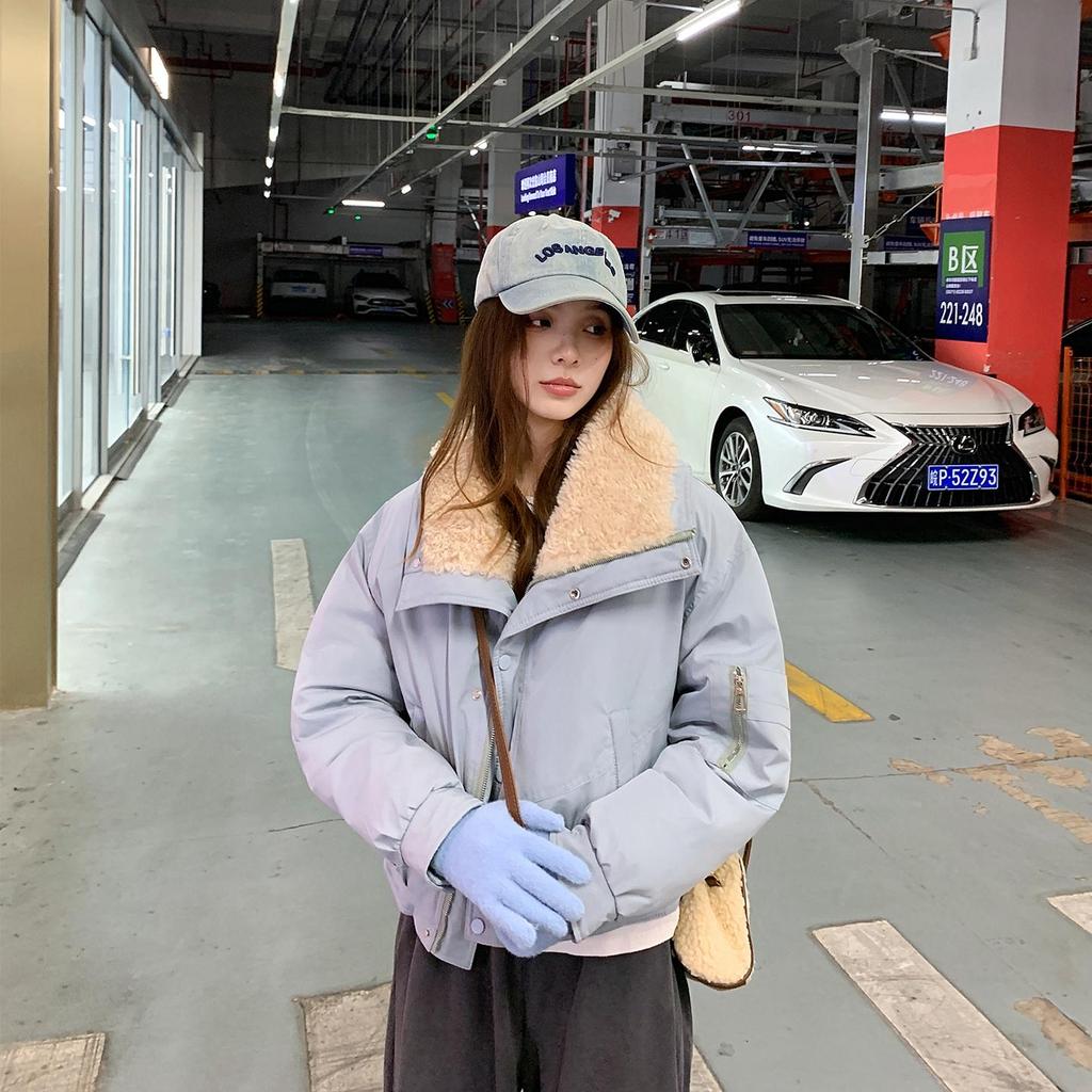 Autumn Winter Thicken Warm Parka Women Casual Sweety Solid Color Big Pocket Loose Jackets Outwear