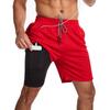 Men's Running Solid Color Two-in-one Grid Quick-drying Five-point Pants Sports Casual Fitness Jogging Shorts