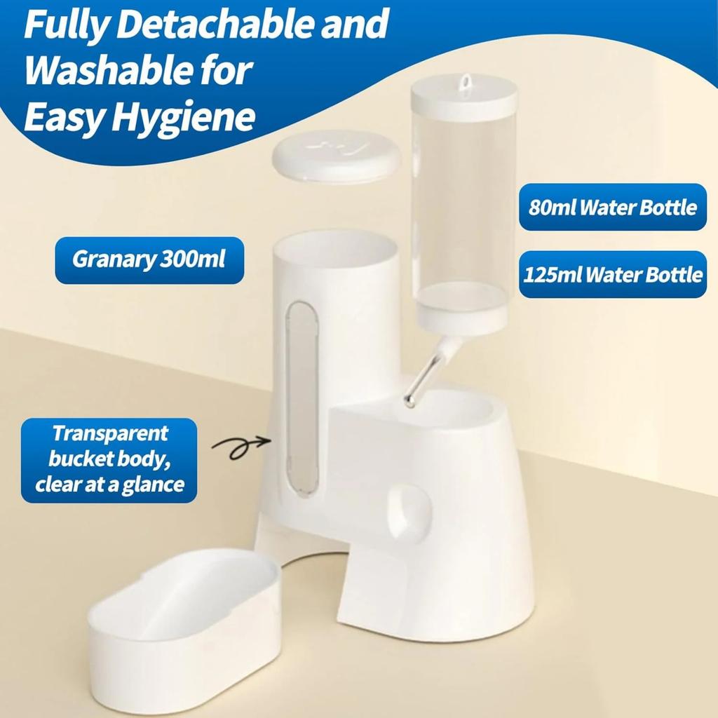 2-in-1 Hamster Wasserflasche & Futterspender - Auslaufsicheres Design für Glas-/Drahtkäfige