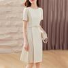 Elegant Summer Pleated Patchwork Midi Dress