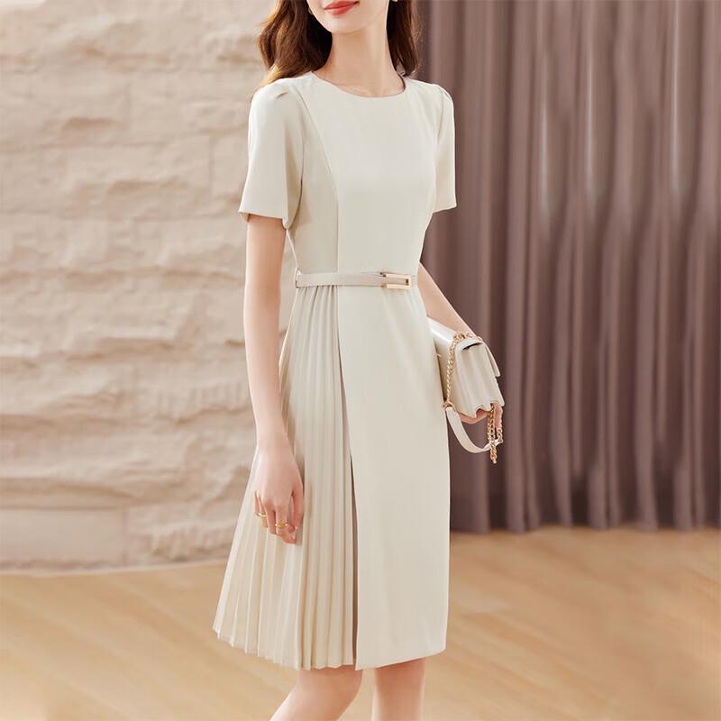 Elegant Summer Pleated Patchwork Midi Dress