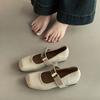 Versatile temperament One-word buckle square head shallow mouth single shoes women's summer fashion heightening buckle thin wedge heel Mary Jane shoes