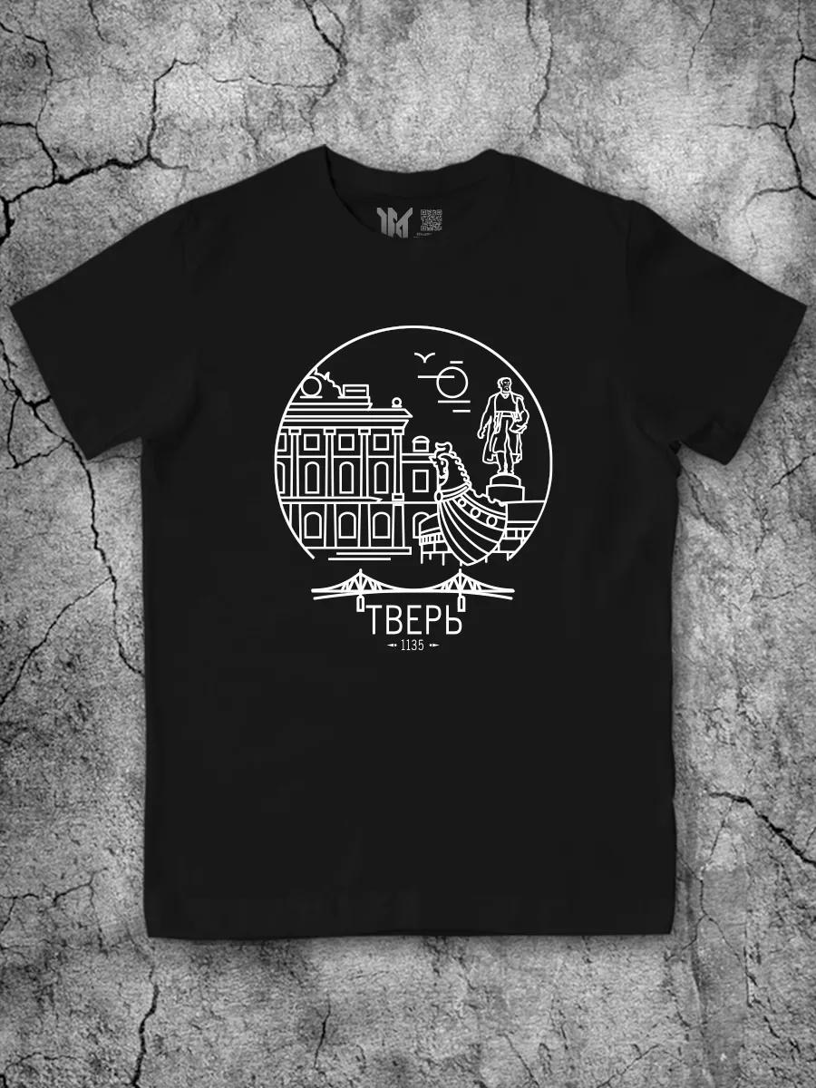 Men s Black T-shirt with Tver Cotton Print L