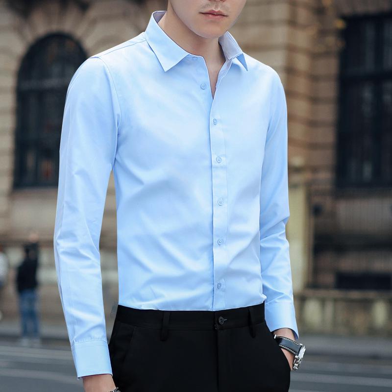 Men's Slim Fit Non-Iron Long Sleeve White Dress Shirt
