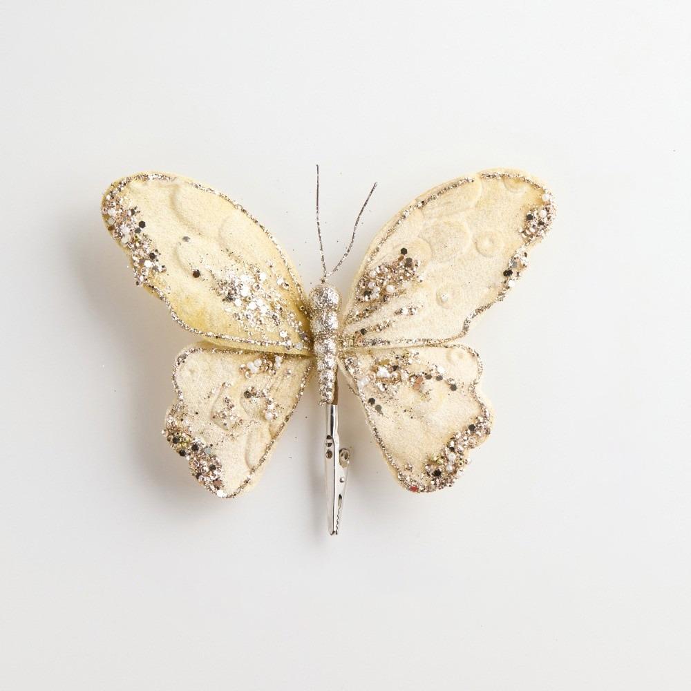 Sparkling Artificial Butterfly Clip Flocking Butterfly Decor Holiday Tree Decor