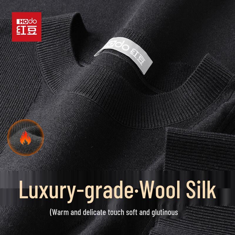 Hodo Men's Silk Wool Blend Jacquard Round Neck Sweater