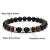 New Fashion Men Bracelet Beaded 8mm Onyx Tiger Eyes Lava Rock Stone Braslet Meditation Yoga Casual Wrap Braclet Pulsera Hombre