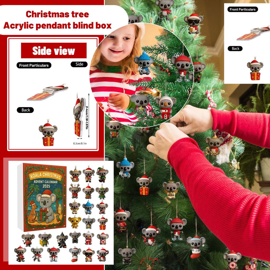 Adventskalender, 2D Acryl-Ornament, Weihnachtsbaumschmuck, Geeignet für Weihnachtsdekorationen