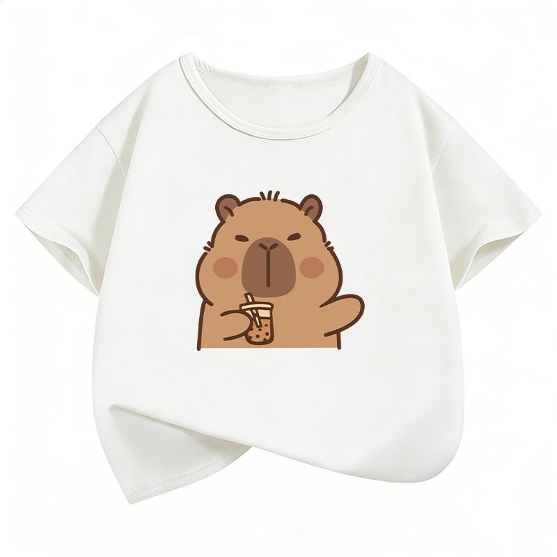 Summer Spring Trendy Kawaii Tee Capybara T Shirts Funny Manga Kids Childrens Tshirt Boys Girls Casual Top Tee