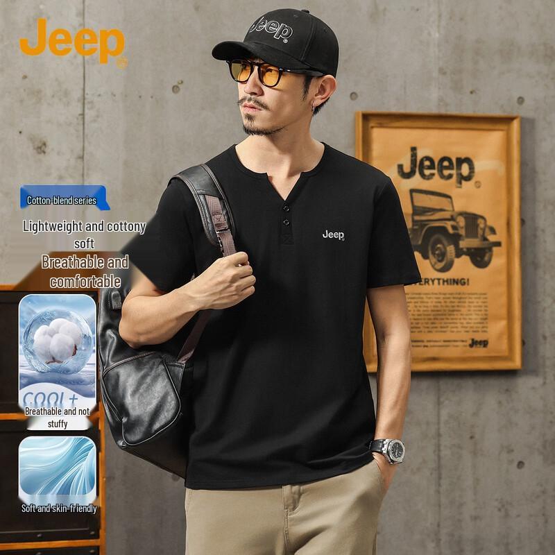 JEEP Men s Henley Short-Sleeve T-Shirt XL