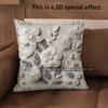 2D Floral 3D Embossed Patterned Pillow Covers Pattern Cushion Cover Suitable For Sofa Bedroom Car Pillow Cover