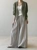 Artistic Retro Long-Sleeve Linen Cardigan - Lightweight, Loose-Fit Sun Protection Top