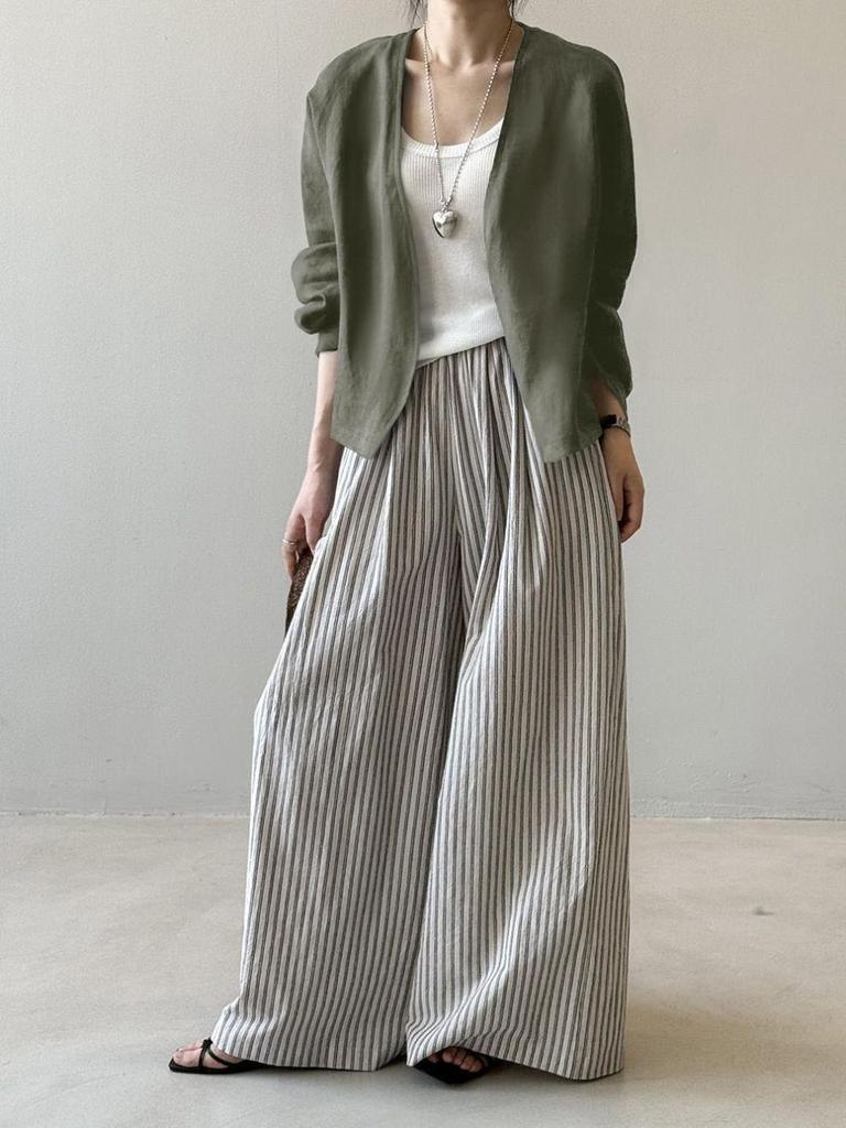 Artistic Retro Long-Sleeve Linen Cardigan - Lightweight, Loose-Fit Sun Protection Top