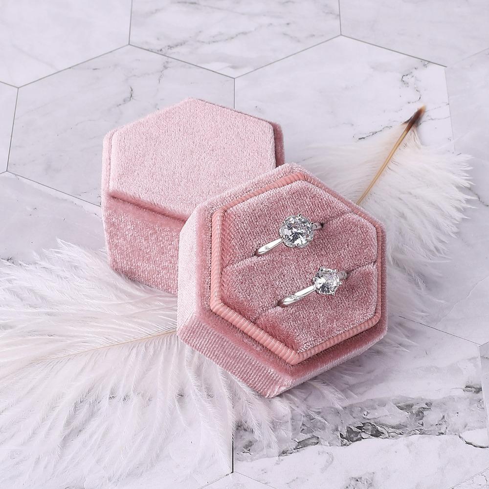 Hexagon Ring Box Velvet Gift Box New Jewelry Display Packaging  Anniversary