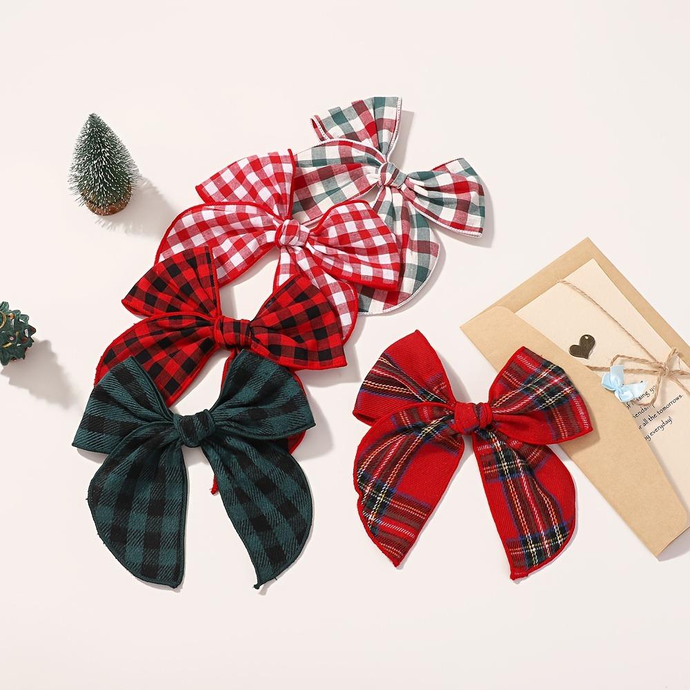 1pc Multi-style Christmas-themed Bow Red Plaid Hair Clip Plush Fabric Design Suitable Festive Parties Daily Outings Street Wear