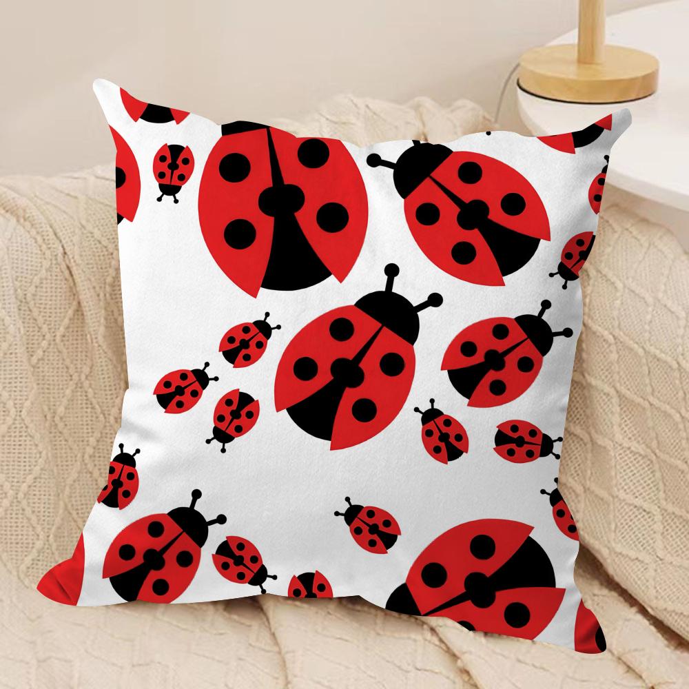 

Cute cartoon ladybug Cushion Cover Soft Plush Throw Pillow Cover DoubleSided Printed Cushion Case Cozy Sofa Home Decor 40x40cm 16x16in