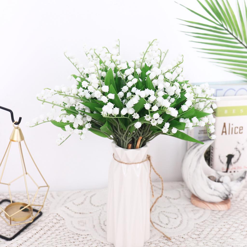 Lily of The Valley Plastic Flowers Wedding Bouquet Garden Artificial Bellflower Home Vase Table Party DIY Room Decor Arrangement
