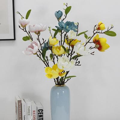 3-Kopf Künstliche Blume Magnolie Real Touch Orchideen-Strauß Simulationsblumen Ast Hochzeit Heimdekoration Geschenk