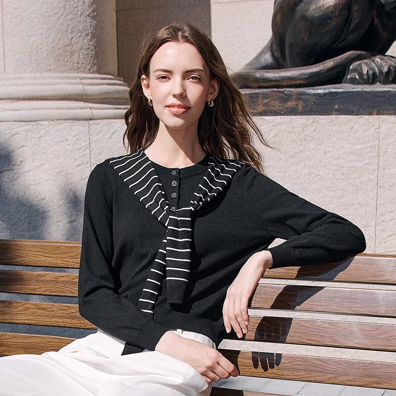 Betu Women's Knit Sweater with Detachable Shawl