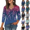 3/4 Sleeve Shirts For Women Print Graphic Tees Blouses Casual Plus Size Basic Tops Pullover