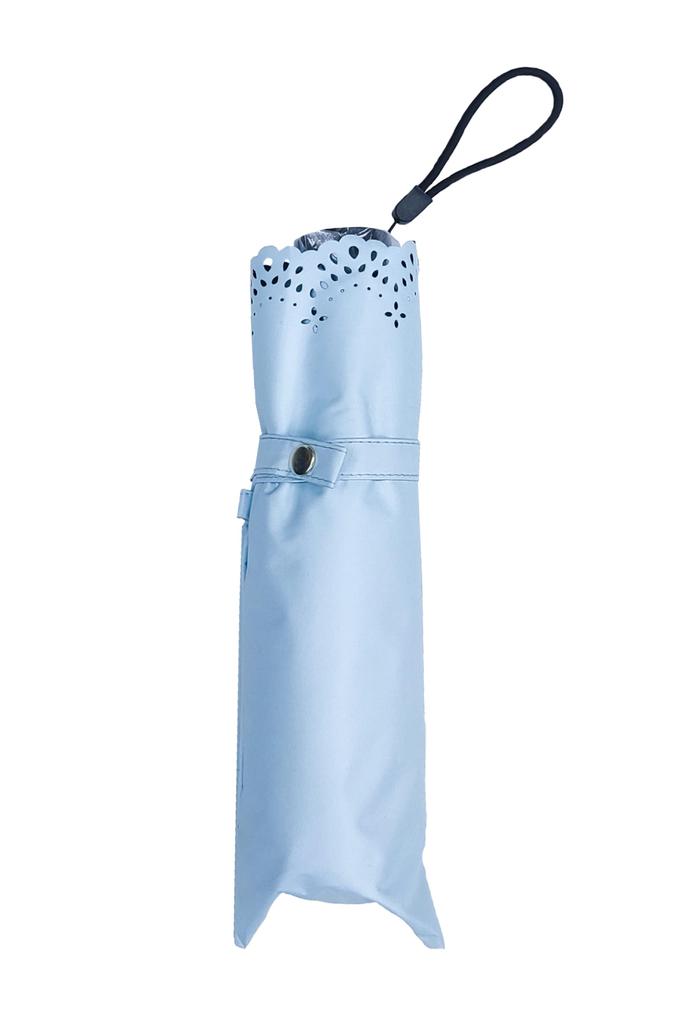 Rose Sangyo 50cm Mini Folding 63500321 Lightweight, Color-Coated Umbrella, Heat-Cut, Sax,