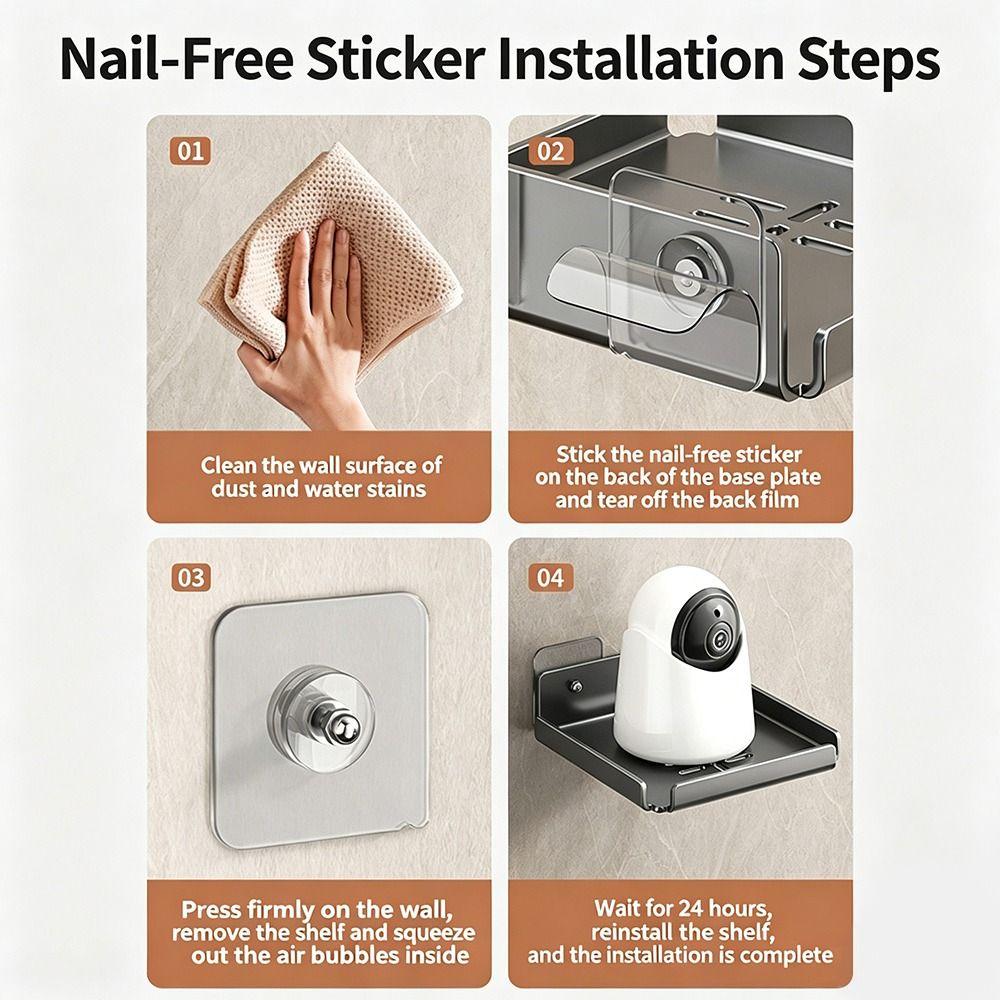 No Drill Wall Mounted Storage Rack Space Saving WiFi Router Shelf Projector Rack Home Organizer