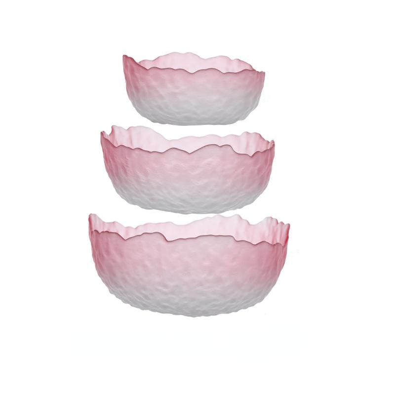 

Прозрачный набор мисок из закаленного стекла, набор посуды, градиент цвета, миска для фруктового салата, десерта, домашняя гостиная, миска для завтрака розовый