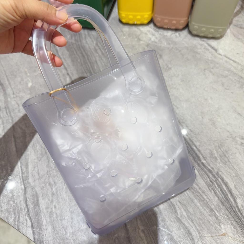 Borsa Gelatina Borsa con Fori Fai da Te Borsa da Donna Macaron Cesto da Spiaggia per Bucato Borsa in Pvc