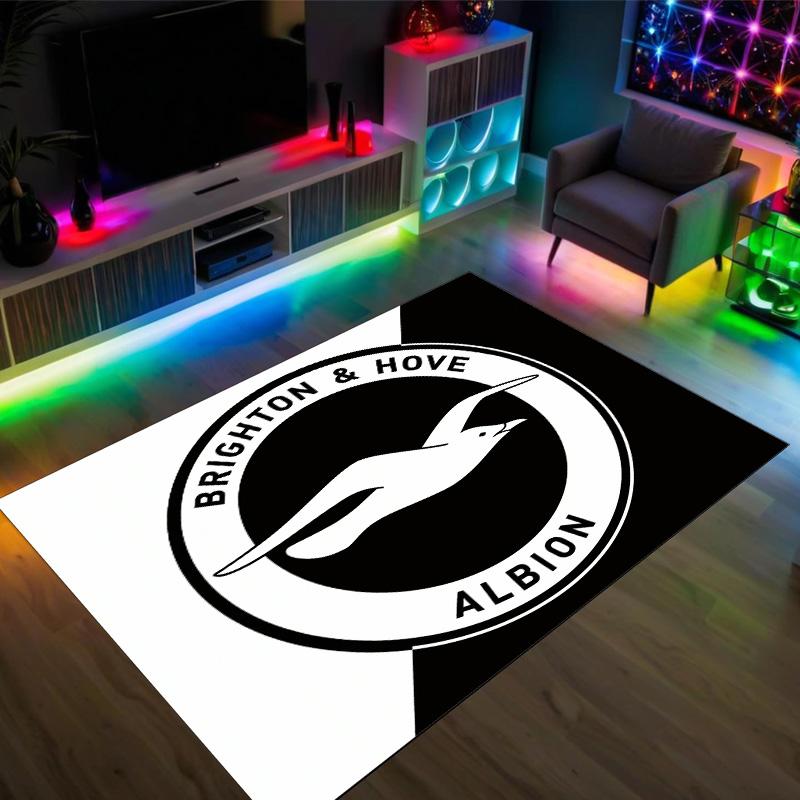 Brighton & Hove Albion Football Design Crystal Velvet Carpet Cozy Non?Slip Printed Rug For Bedroom Living Room Entrance