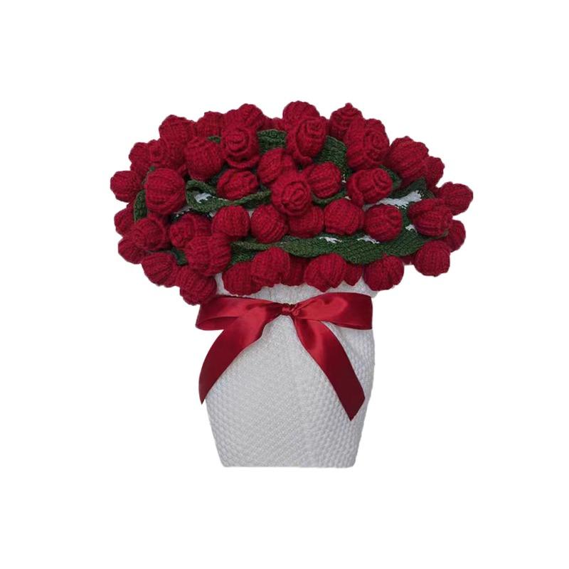 Country-style Rose Bouquet Blanket Valentine's Day Gift for Best Friends Knitted Hyacinth Wool Blanket