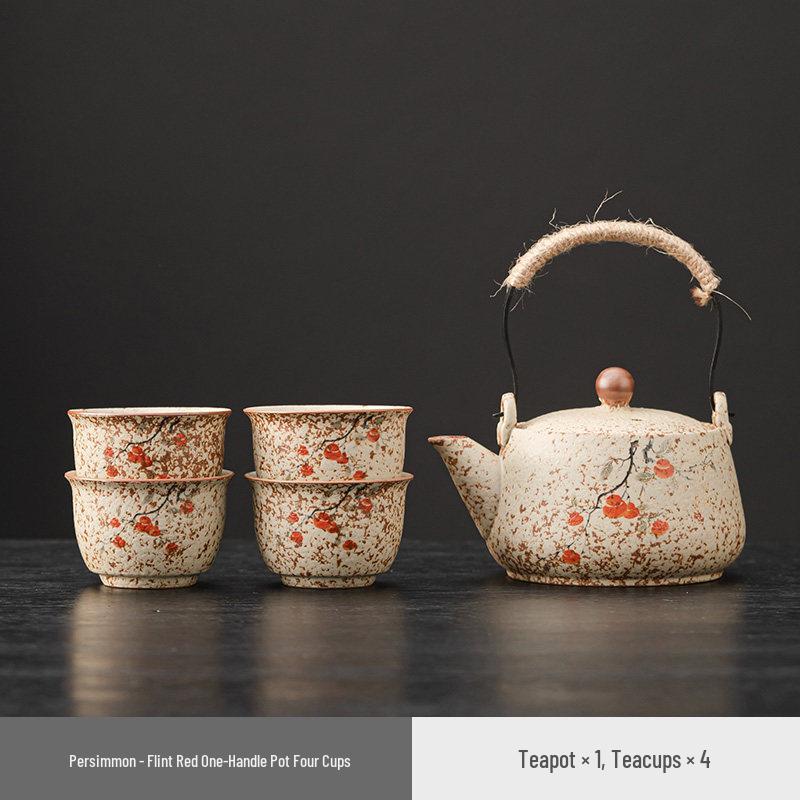 Firestone Gaiwan Tea Set: High-End Ceramic Teapot, Teacup, Handle Kettle for Home or Office Tea Brewing.
