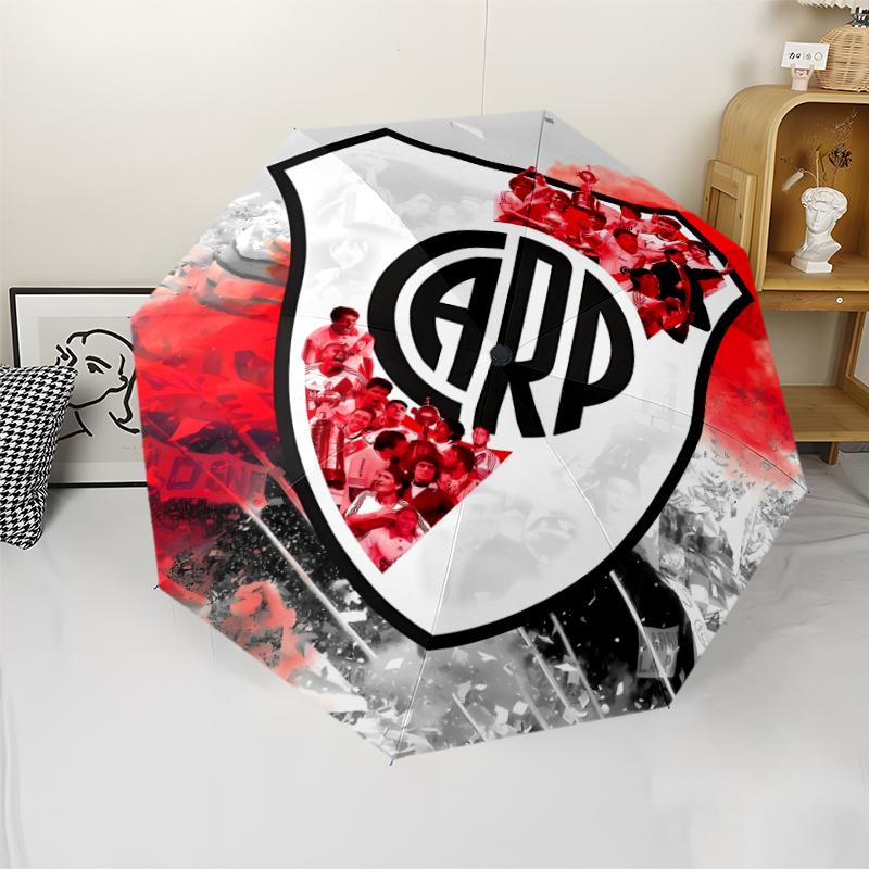 Club Atlético River Plate Print Automatic Umbrella, 8 Rib Iron Frame, Plastic Handle, Suitable for Outdoor Travel &Daily , Ideal Gift