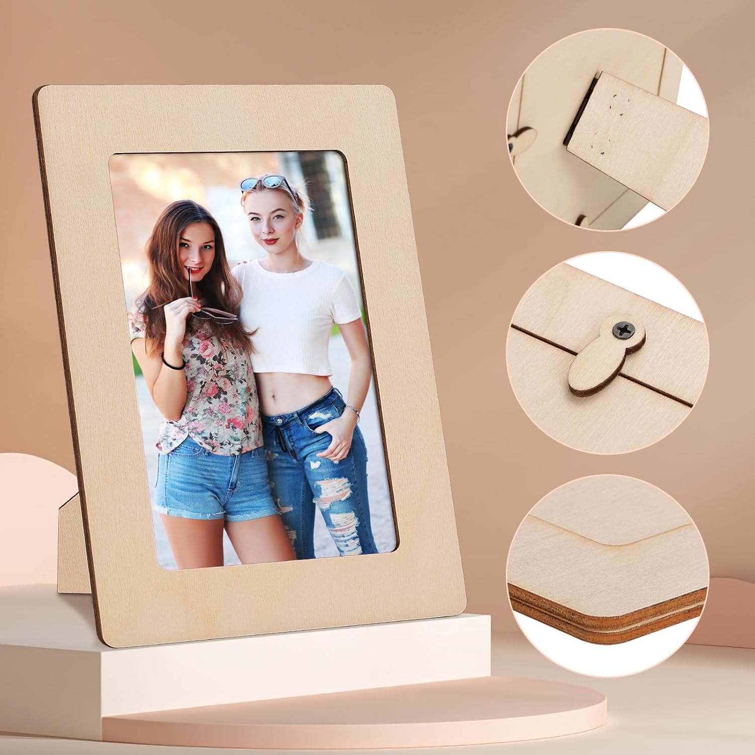 4 x 6 Picture Frames, 12 Pack Wooden Picture Frames, Small Picture Frame Unfinished Wood Photo Frames, Display Pictures Photo Frame Craft Frames Set